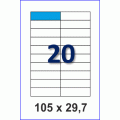 Этикетка А4-20 (105 х 29,7), 100 листов - прямые углы