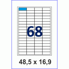 Этикетка в листах А4, 68 шт на листе, размер 48,5х16,9, упаковка 100 листов, прямые углы